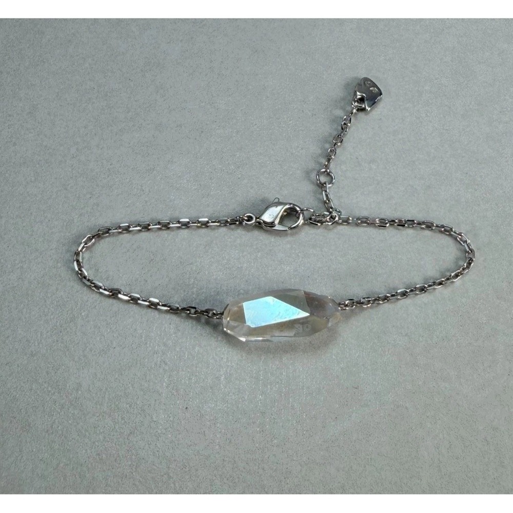 Swarovski Signed Crystal Bracelet Faceted Aurora Borealis Silver Tone Swan